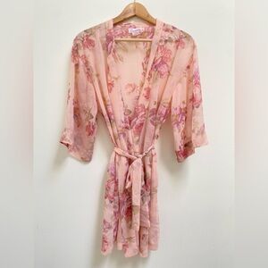 Versailles Sheer Floral Robe in Blush Pink